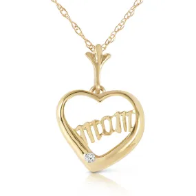0.01 Carat 14K Solid Yellow Gold Mama Mia Diamond Necklace