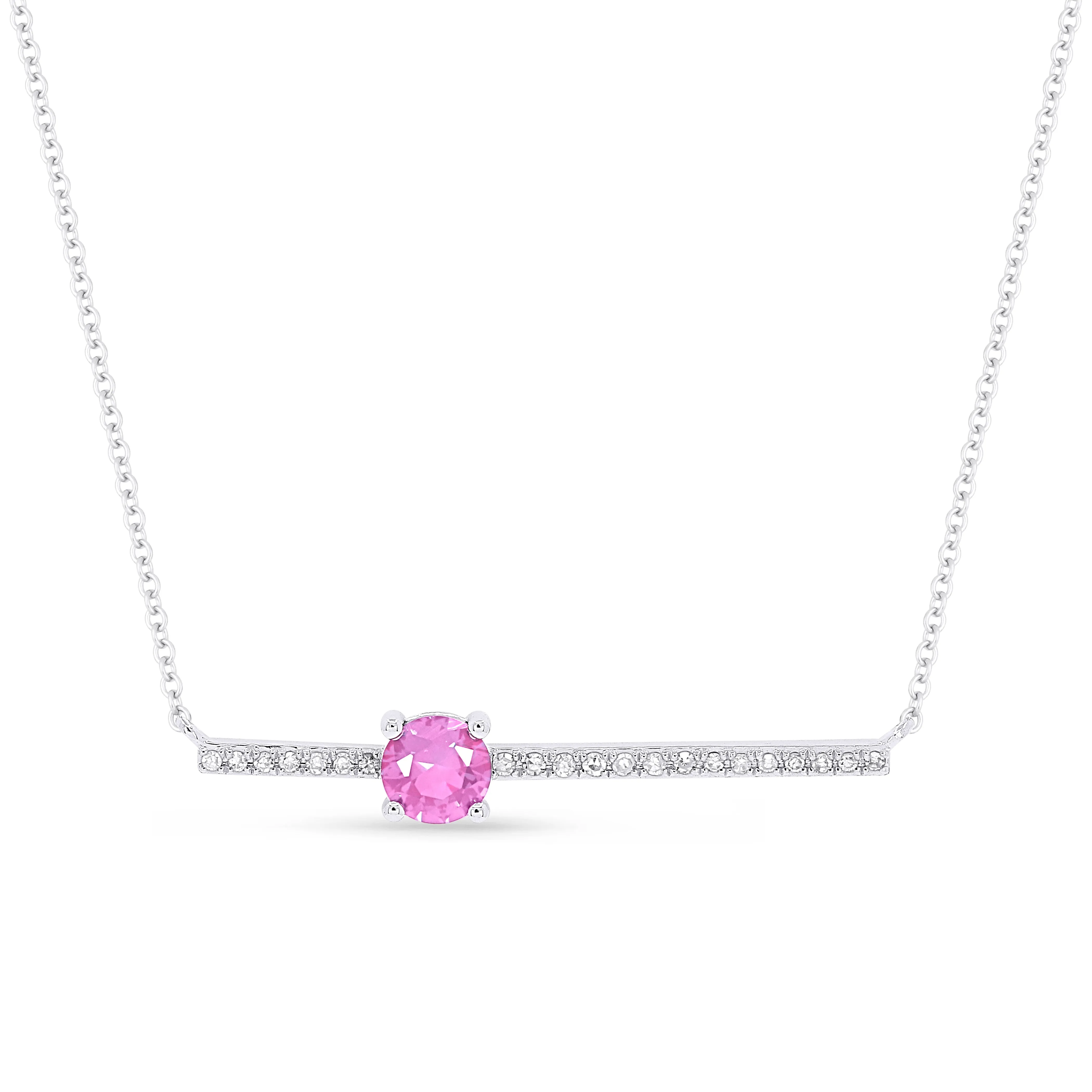 0.29Ct Pink Sapphire 18"necklacein 14K White Gold