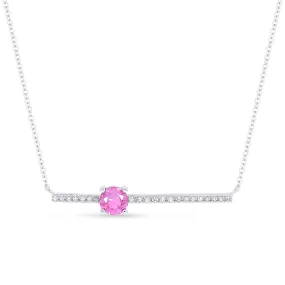 0.29Ct Pink Sapphire 18"necklacein 14K White Gold