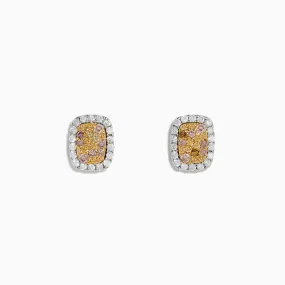 14K Two-Tone Gold White & Yellow Diamond Earrings