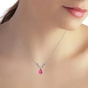 1.52 Carat 14K Solid White Gold Naturalive Moment Pink Topaz Diamond Necklace