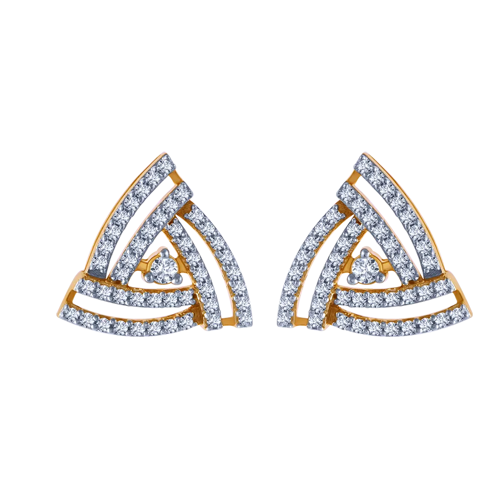 18k Triangle Shaped Diamond Stud Earrings