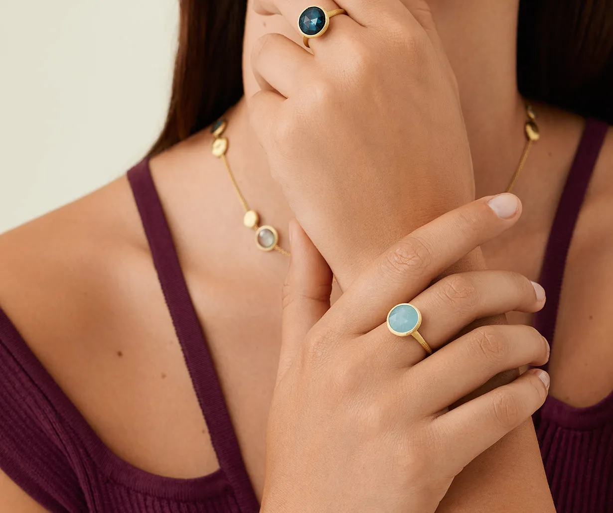 18K Yellow Gold Medium Gemstone Ring
