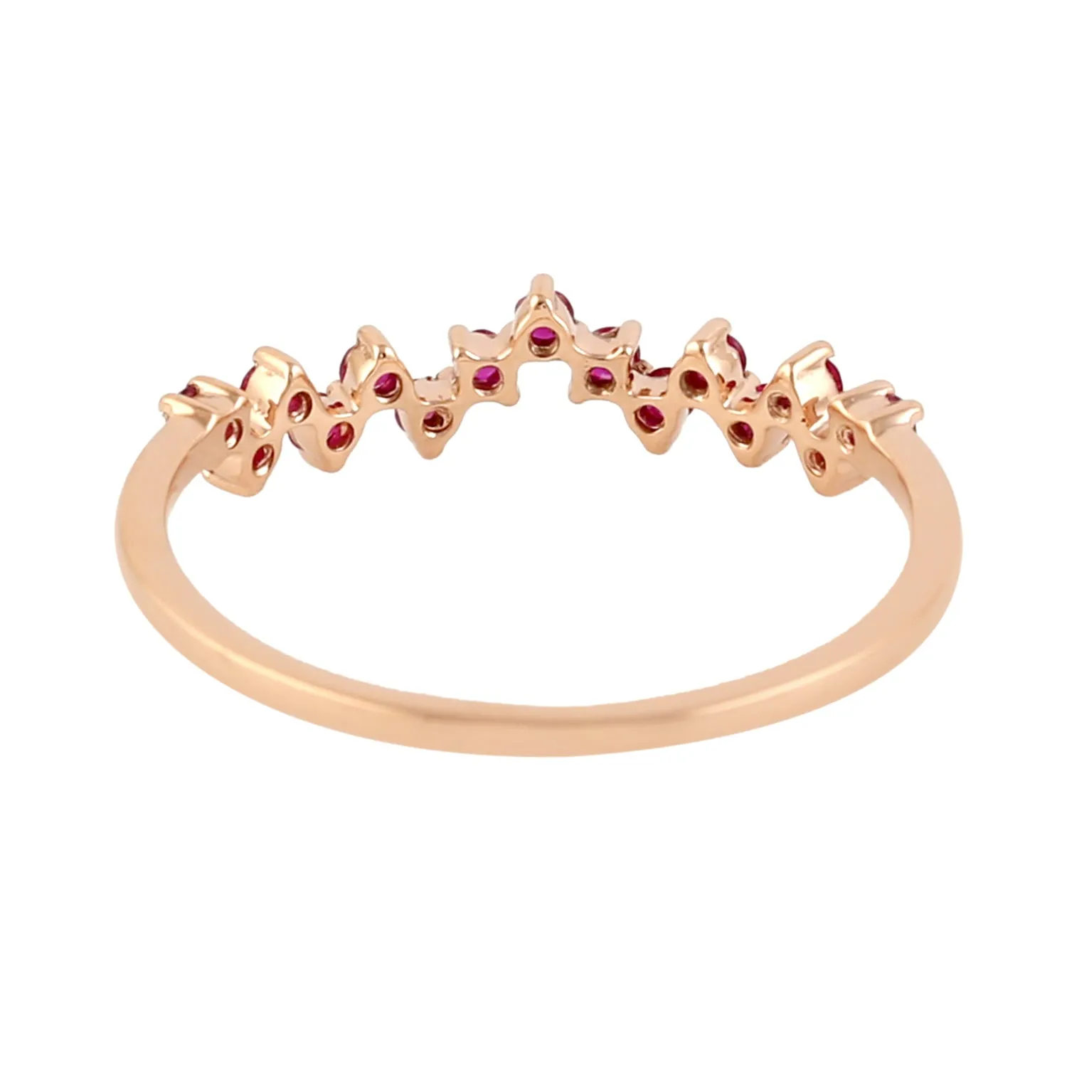 18k Yellow Gold Natural Ruby Stackable Band Ring Jewelry