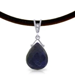 7.81 Carat 14K Solid White Gold Love Sappho Sapphire Diamond Necklace