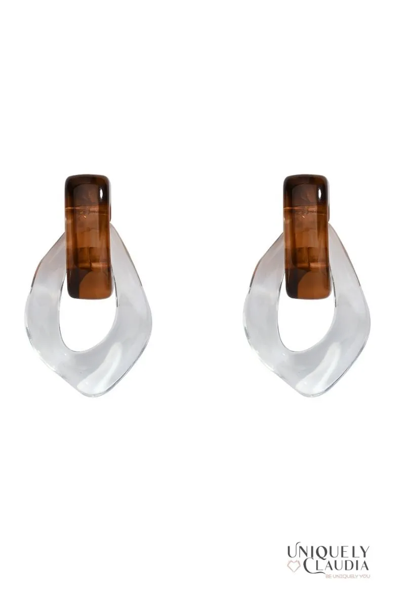 Art Deco Amber & Clear Lucite Earrings