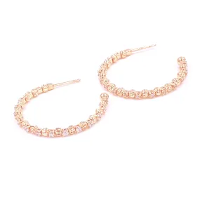 Ashley Gold Stainless Steel Gold Plated Diamond Cut And CZ Hoop Earrings