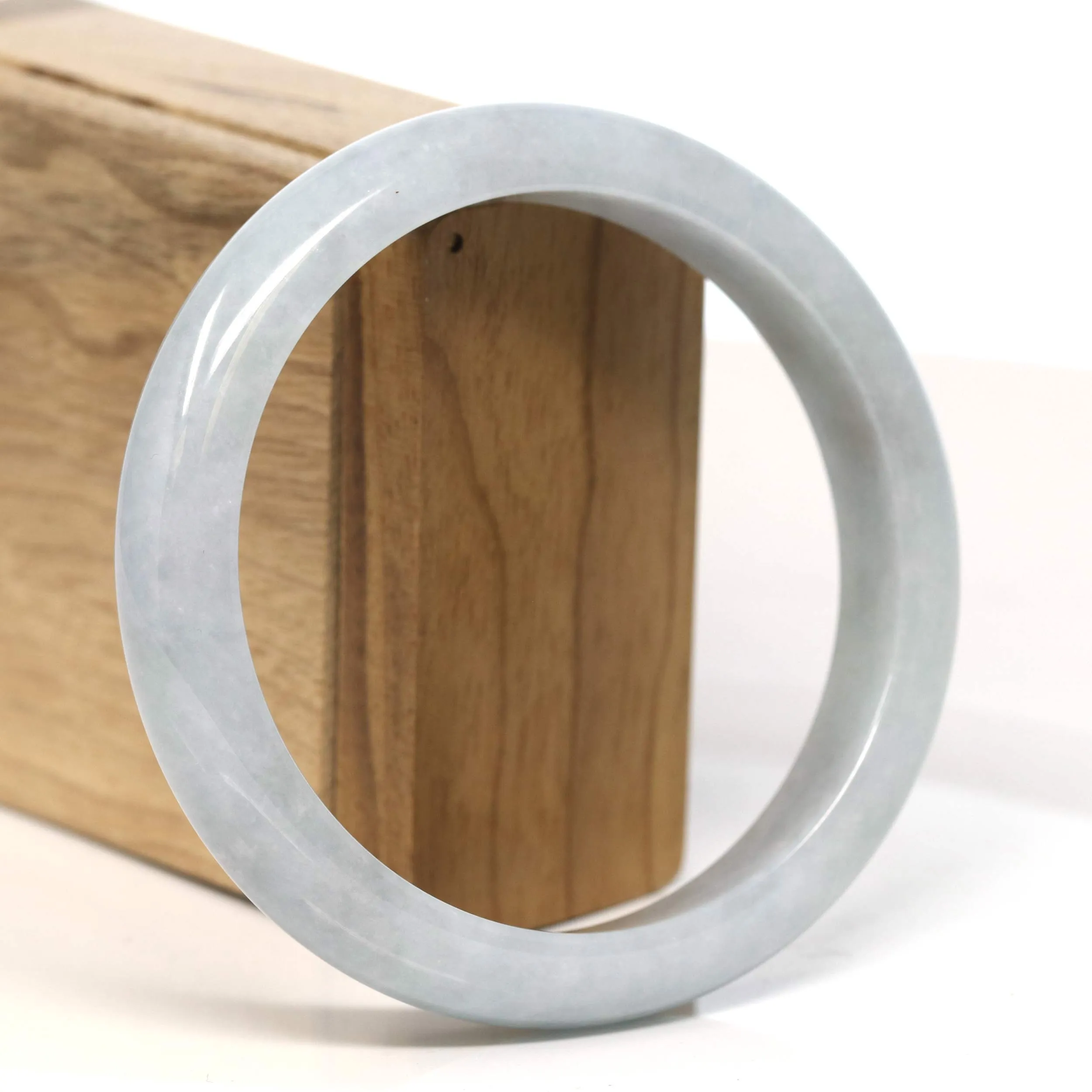 Baikalla "Half Round" Light Green Lavender Jadeite Jade Bangle Bracelet (62.8 mm) #T445