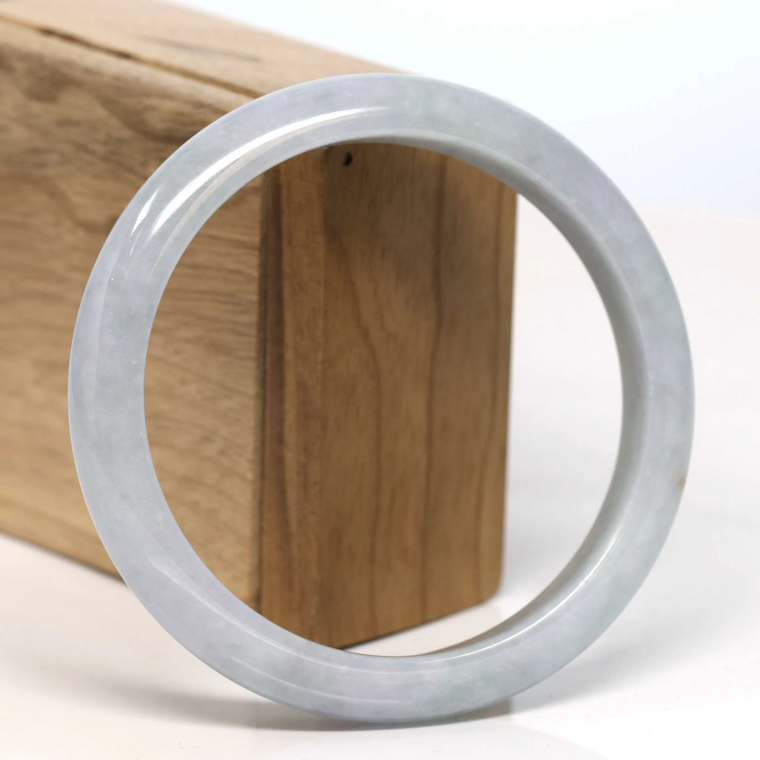 Baikalla "Half Round" Light Lavender Jadeite Jade Bangle Bracelet (62.90 mm) #T333
