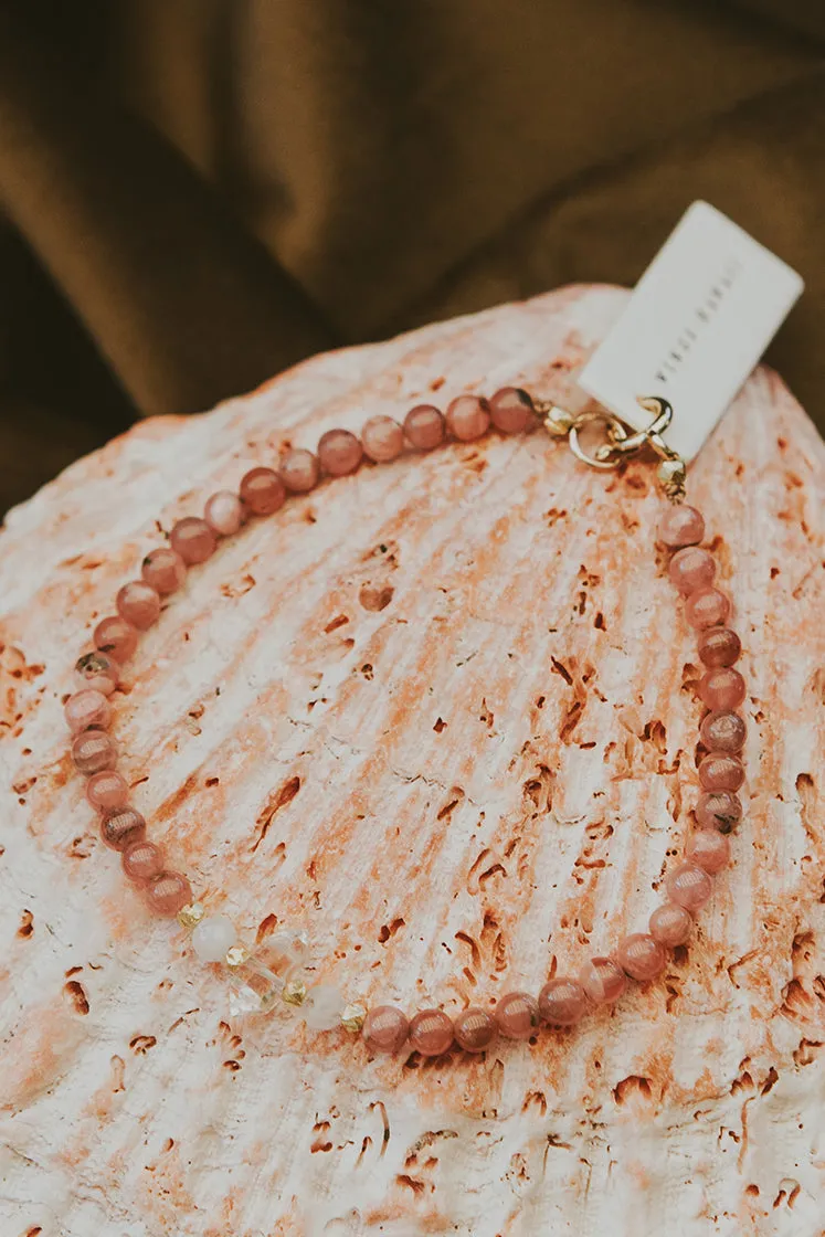 Beaded Bracelet - Rhodochrosite & Herkimer