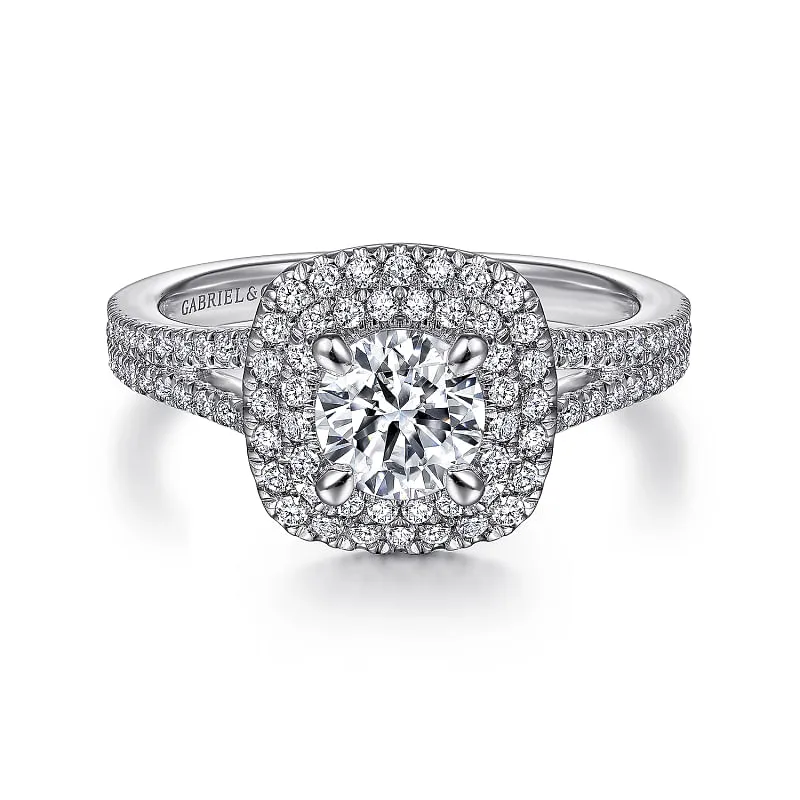 Bette - 14K White Gold Round Double Halo Diamond Engagement Ring
