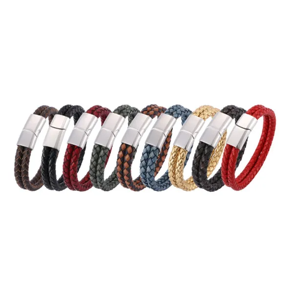 Braided Leather Magnetic Bracelet (Circumference 20.5cm) 真皮編織磁扣手鍊 (鍊長 20.5cm) (KJBR16031)