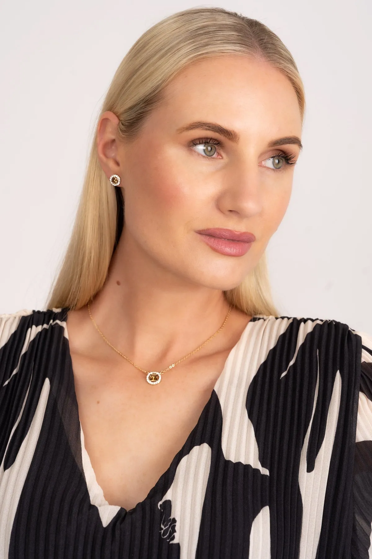 Brown Topaz & Diamante Necklace