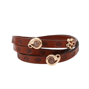 Cognac Leather Wrap Bracelet with Slider Pendants