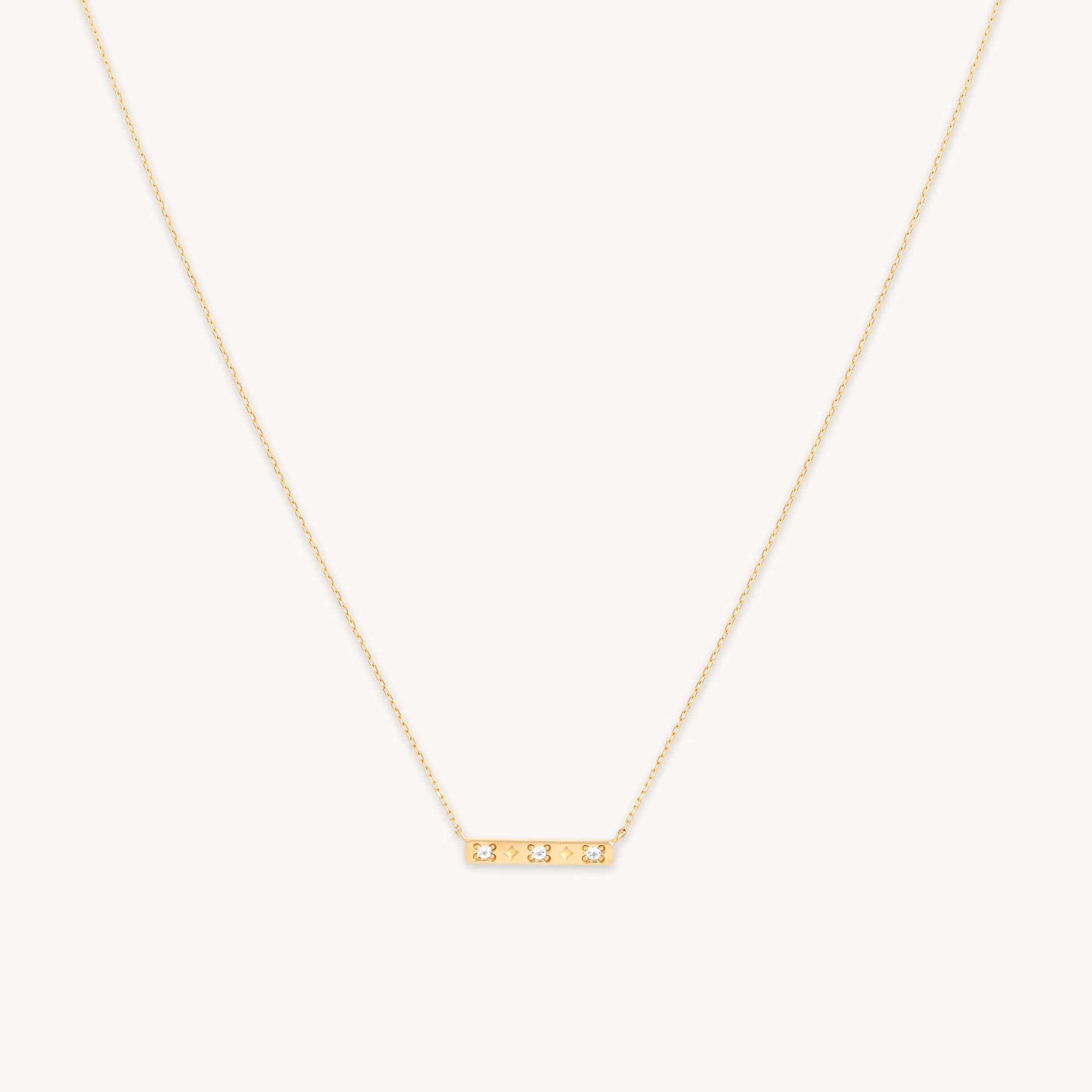 Cosmic Star Topaz Bar Necklace in Solid Gold