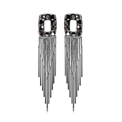 Crystal Diamond Long Tassel Earrings