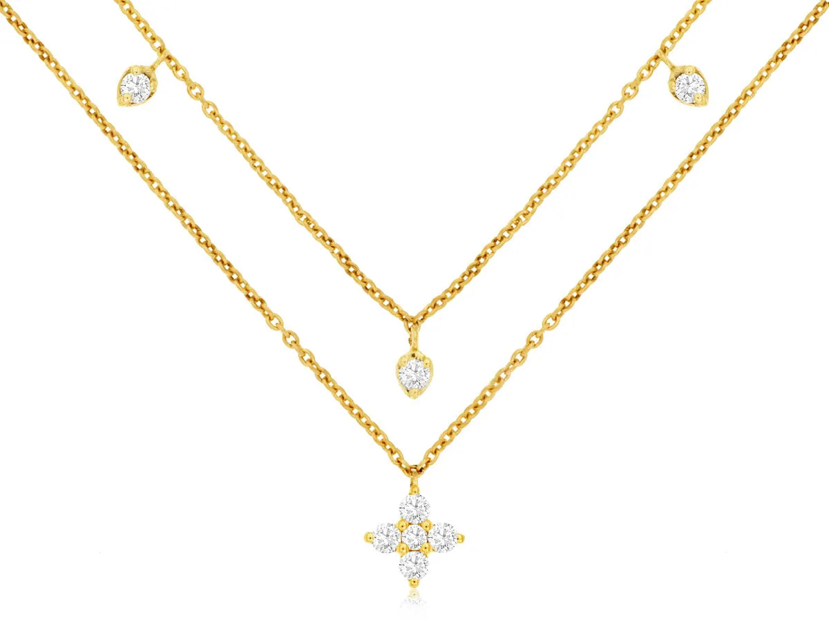 Double Strand Diamond Accented Necklace