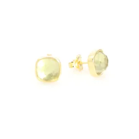 Earrings - Studs Lemon Quartz Gold Plated Sterling Silver
