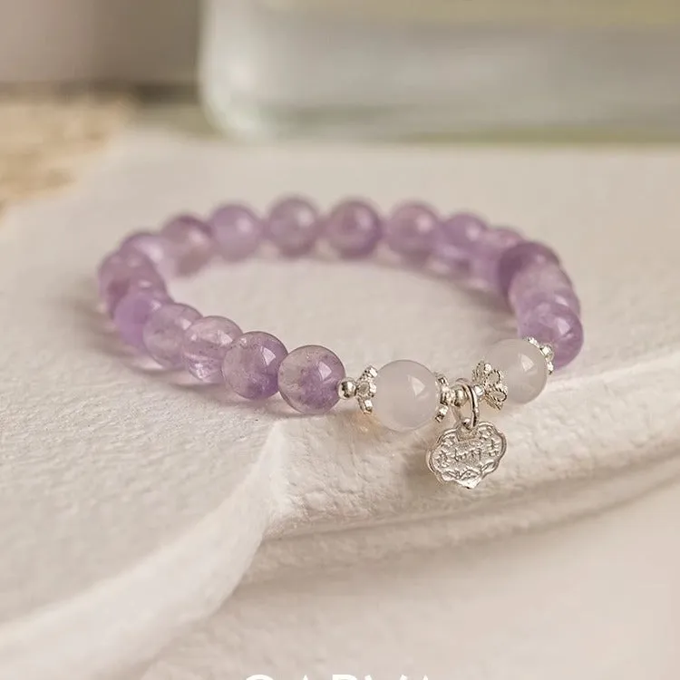 Elegant Sterling Silver Amethyst Bracelet with Safe Lock