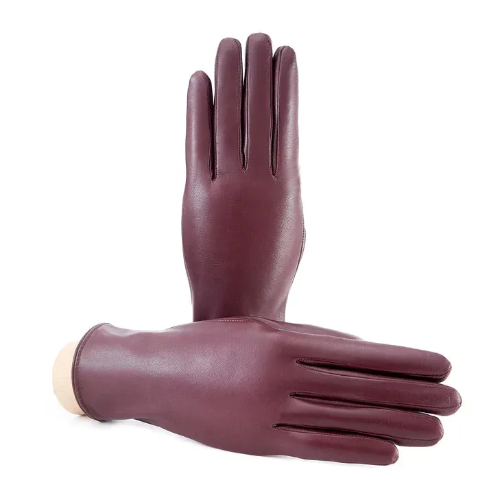 Gala Gloves Bordeaux Soft Nappa Leather Gloves With Palm Opening And Cashmere Lining