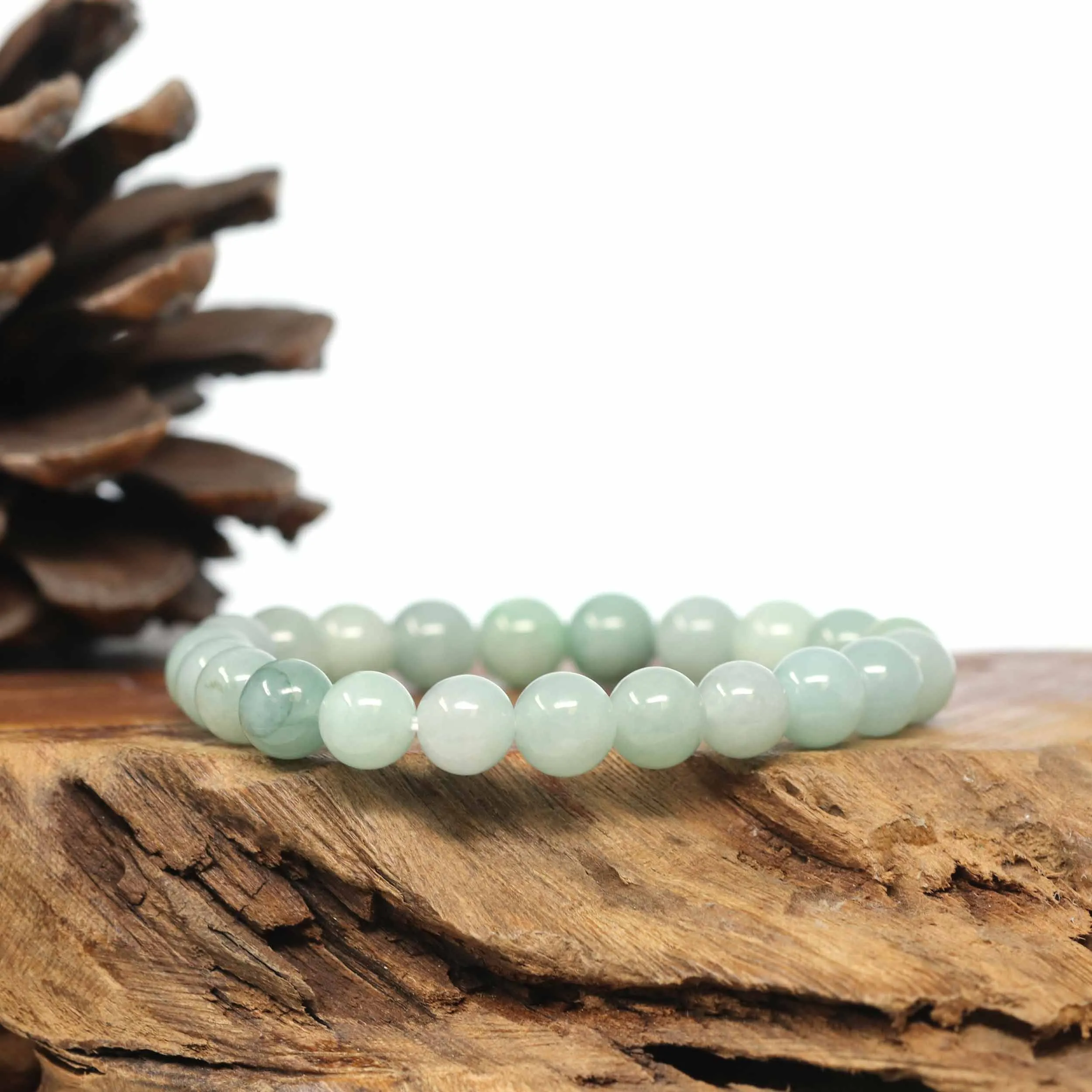 Genuine Jadeite Jade Round Green Beads Bracelet (8.5mm)