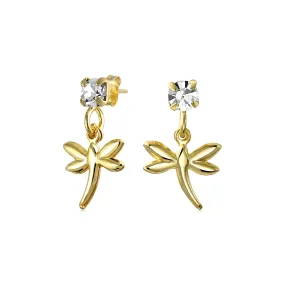 Girl Cute Teddy Bear Butterfly Animal Dangle Earrings Stud Gold Plated