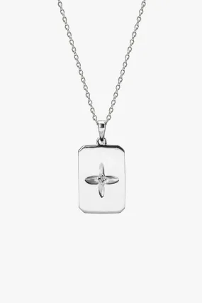 Hanging Sterling Silver Rectangle Clover EOL Necklace