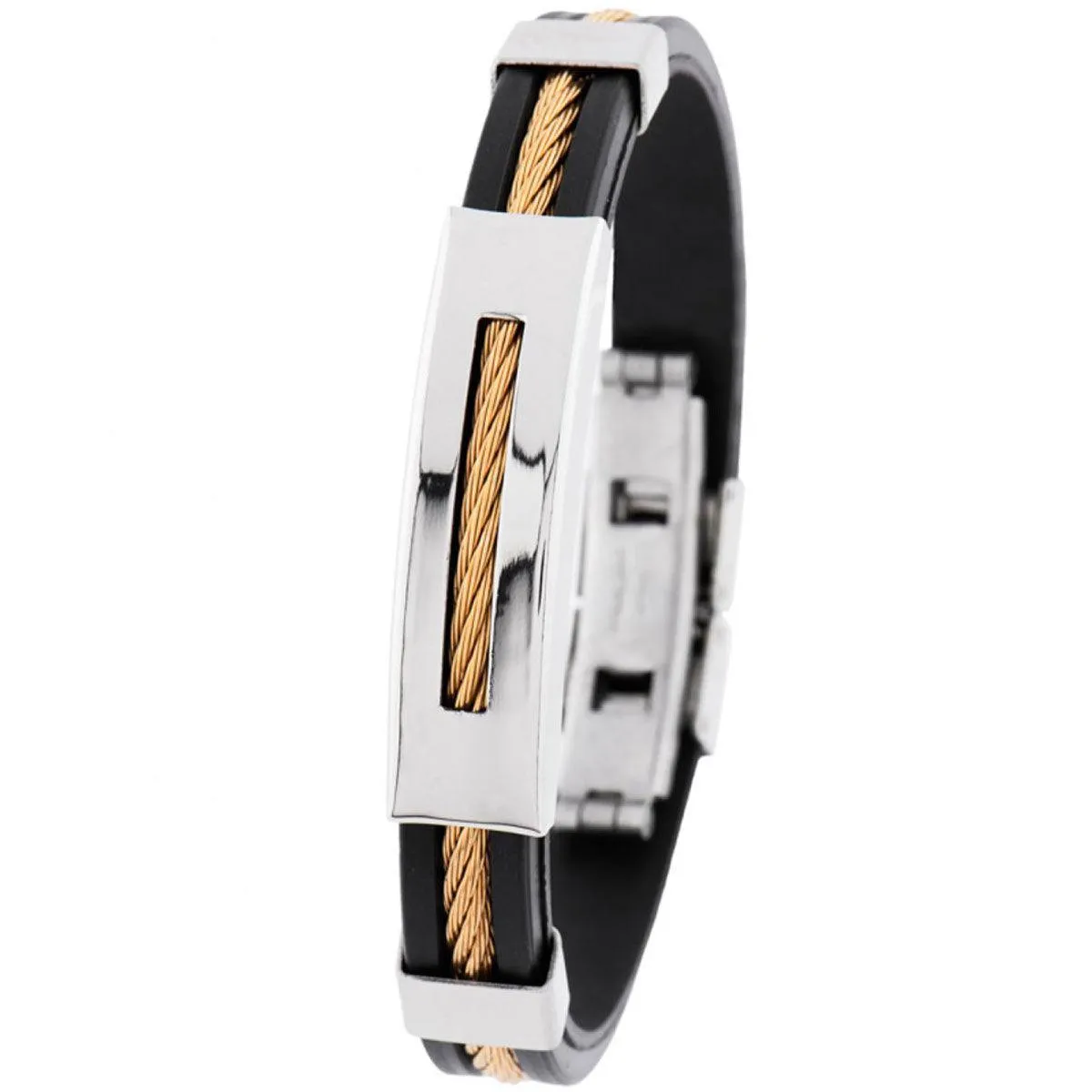 Invicta Men's Bracelet - Elements Rose Gold Wire Black Rubber Strap | 35411