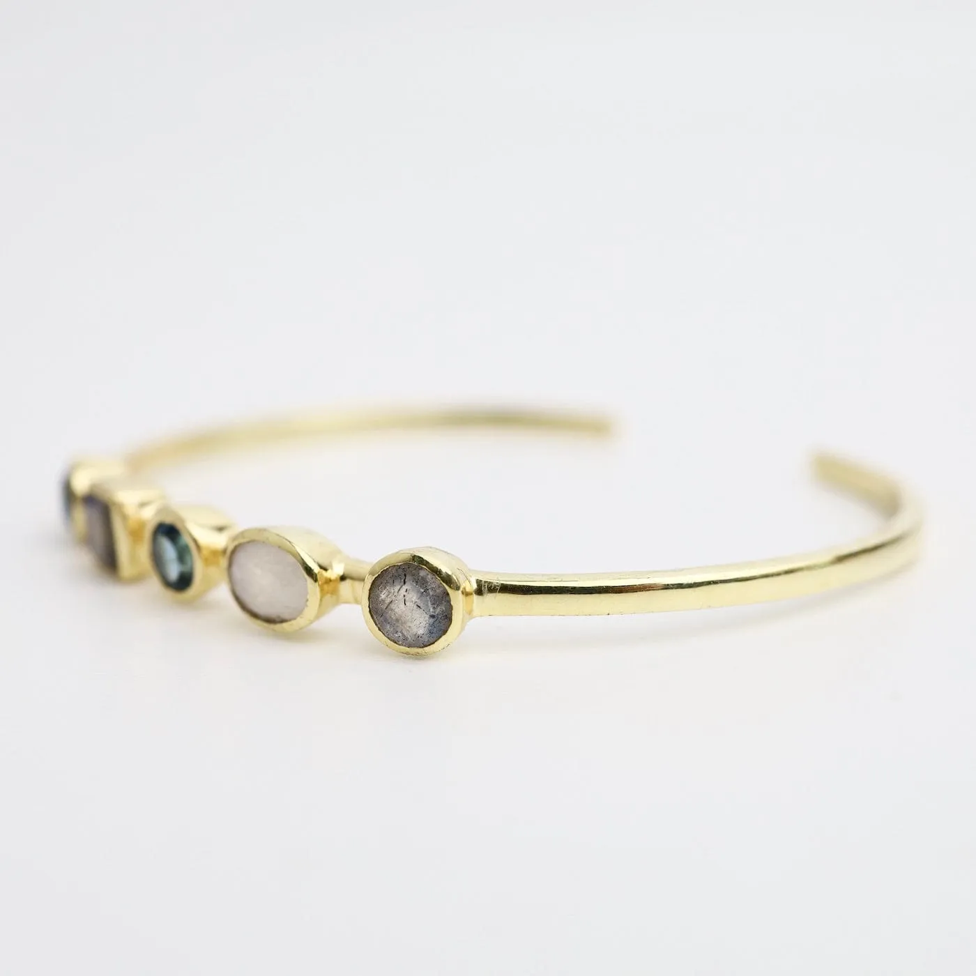 Moonstone, Blue Iolite & Labradorite Cuff Bracelet