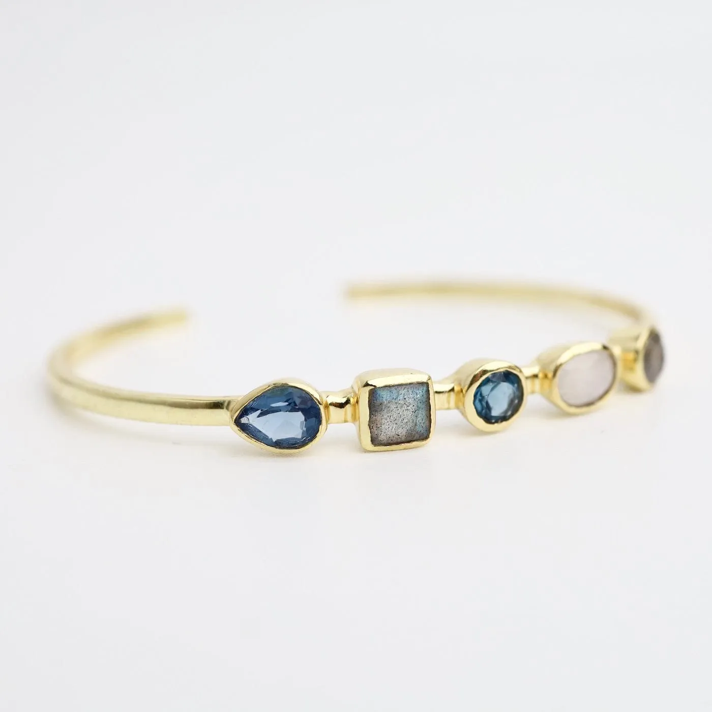 Moonstone, Blue Iolite & Labradorite Cuff Bracelet