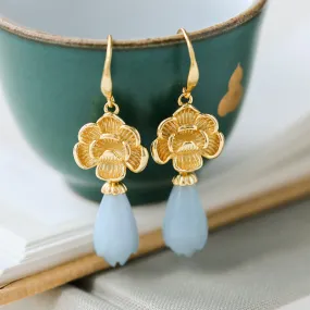 Natural Jade Earrings Jadeite Silver Earrings ZNE283