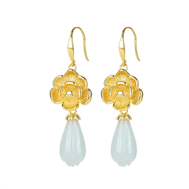 Natural Jade Earrings Jadeite Silver Earrings ZNE283