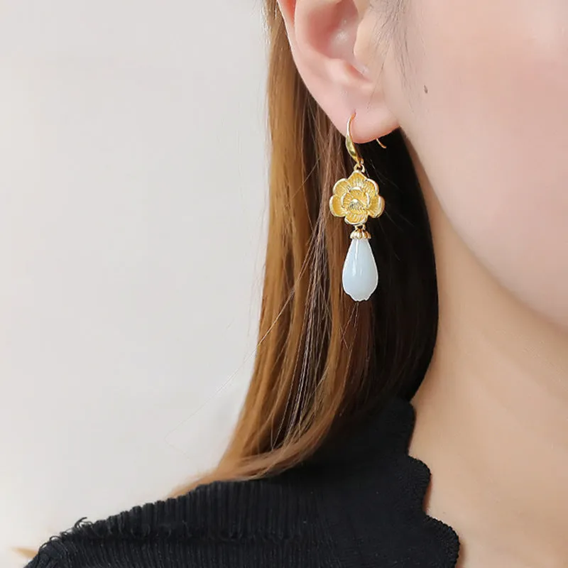 Natural Jade Earrings Jadeite Silver Earrings ZNE283