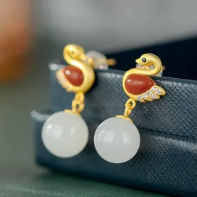 Natural Jade Earrings Nephrite Agate Silver Earrings ZNE260