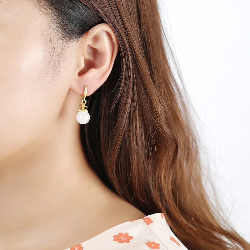Natural Jade Earrings Nephrite Silver Earrings ZNE119