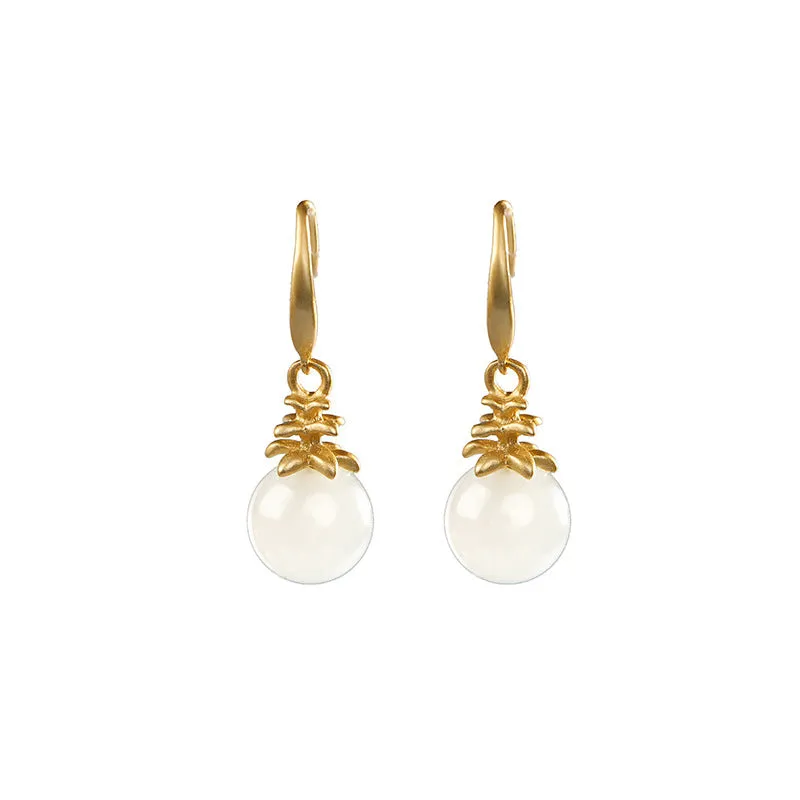 Natural Jade Earrings Nephrite Silver Earrings ZNE119