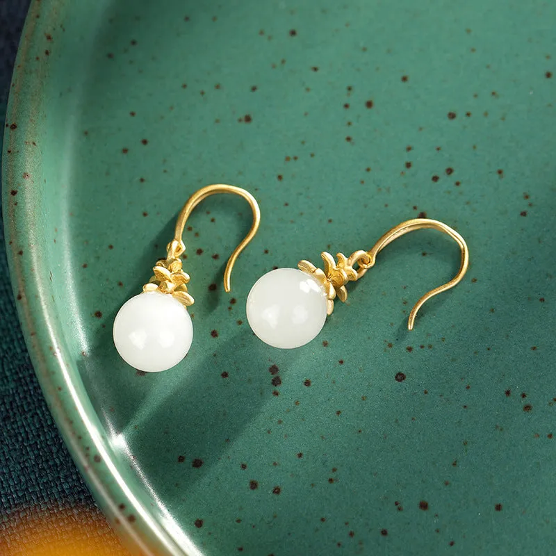Natural Jade Earrings Nephrite Silver Earrings ZNE119