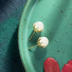 Natural Jade Earrings Nephrite Silver Earrings ZNE461