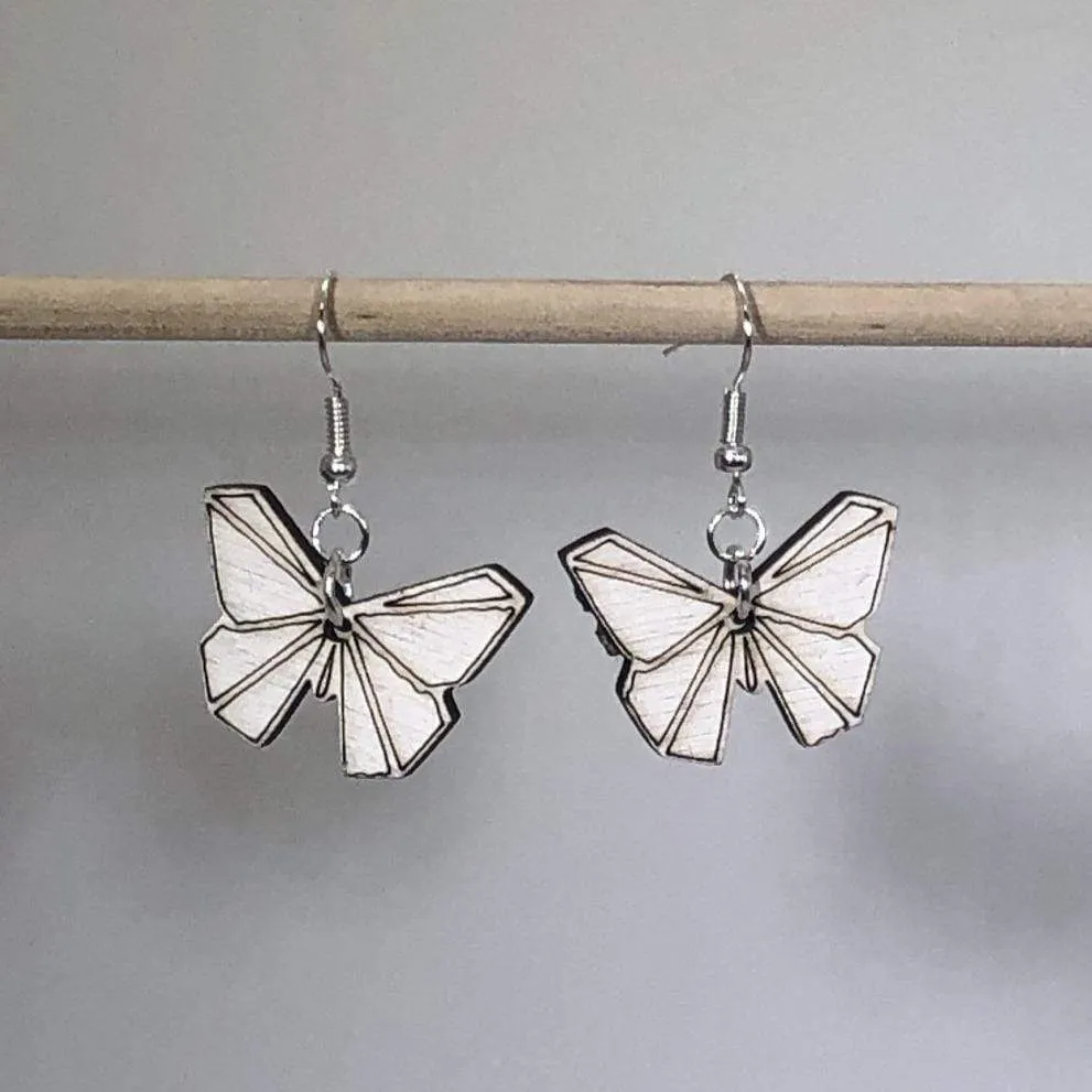 Origami Butterfly Wooden Dangle Earrings by Cate's Concepts, LLC