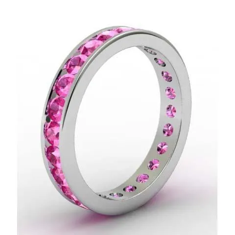 Pink Sapphire Eternity Band in Channel Setting