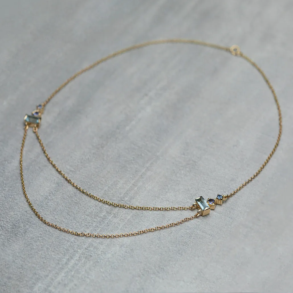 Prism Necklace- Sky blue topaz, tanzanites & blue sapphires