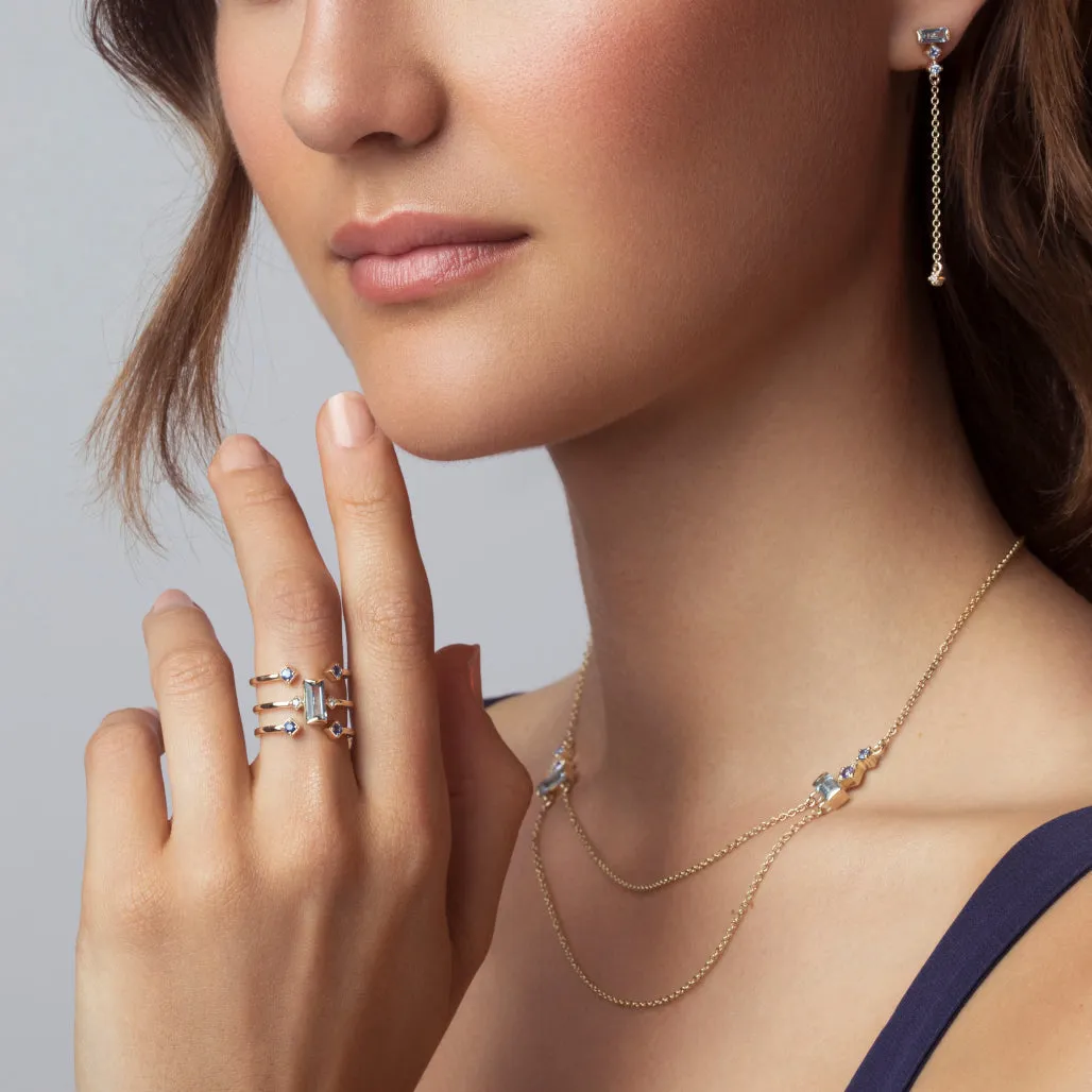 Prism Necklace- Sky blue topaz, tanzanites & blue sapphires