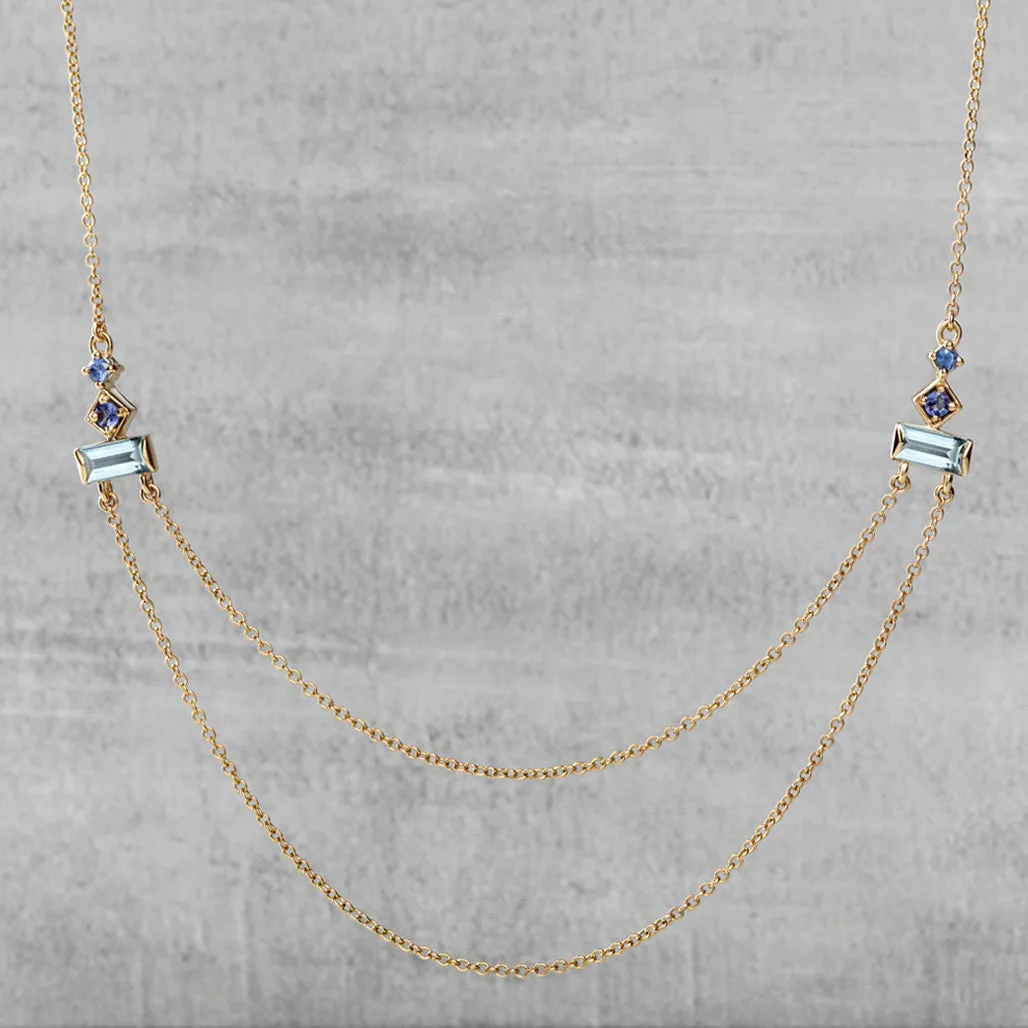 Prism Necklace- Sky blue topaz, tanzanites & blue sapphires
