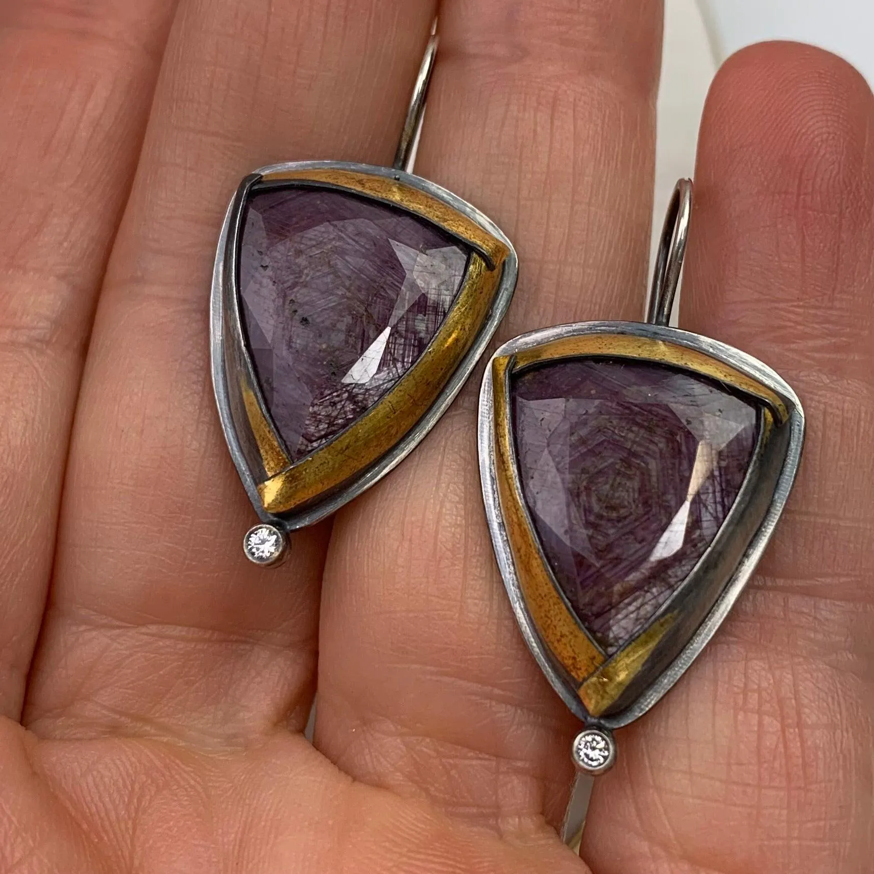 Rare Purple Corundum Sapphire and Diamonds Jewelry