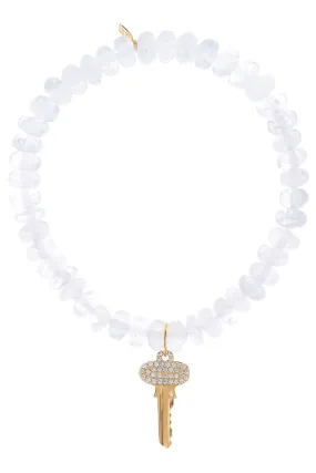 Small Key Moonstone Charm Bracelet