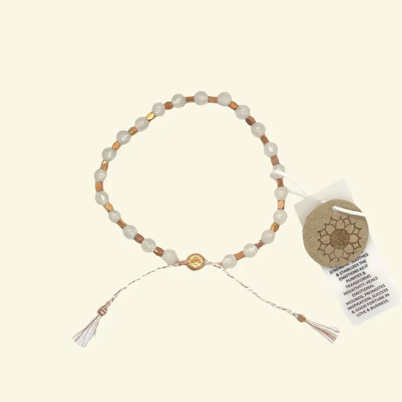 smr | rainbow moonstone with yellow gold | Signature Collection bracelet