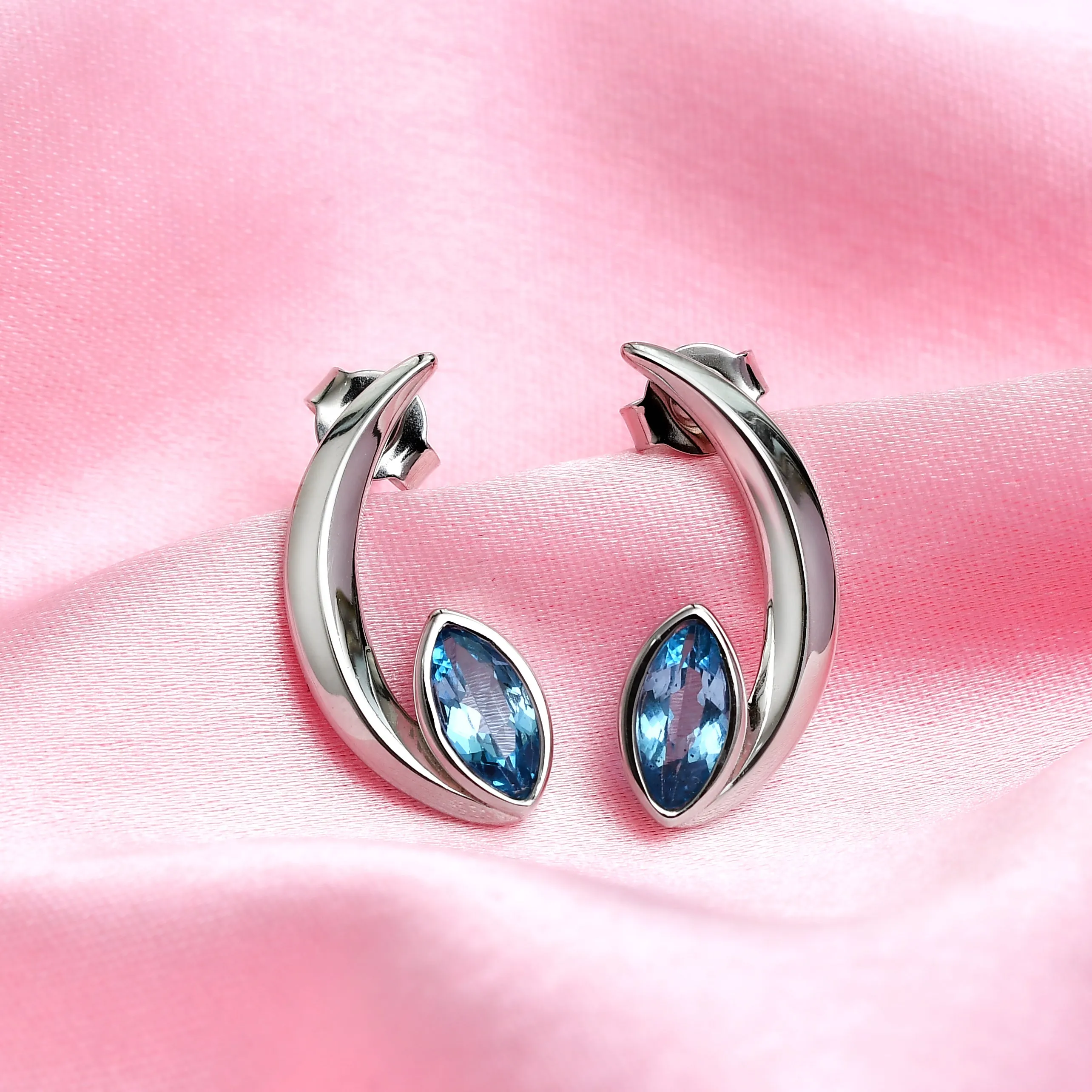 Surf Moon Earrings   Surf Moon Pendant with Swiss Blue Topaz