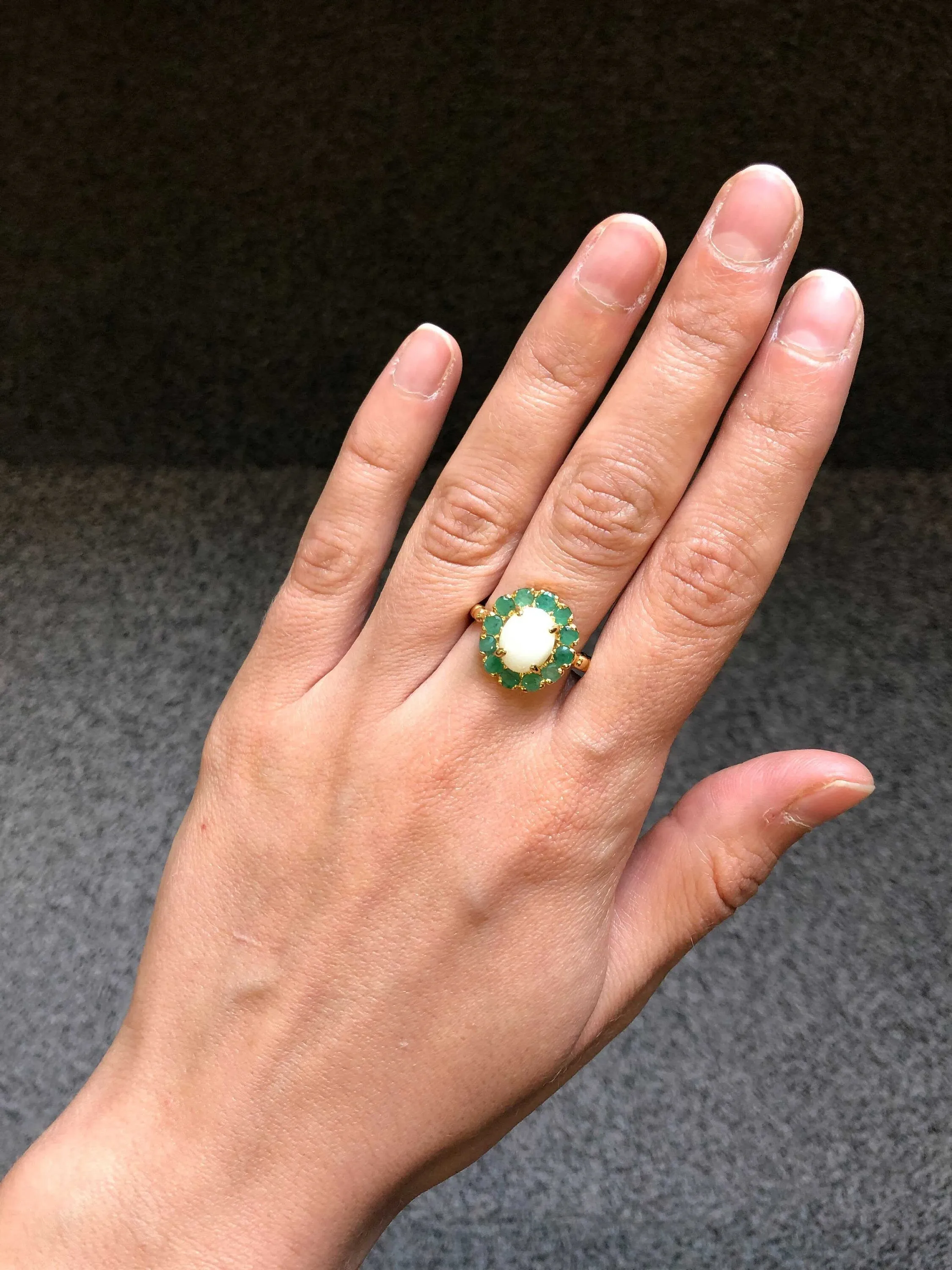 Victorian Opal Gold Ring - Genuine Opal Ring - Opal Flower Ring
