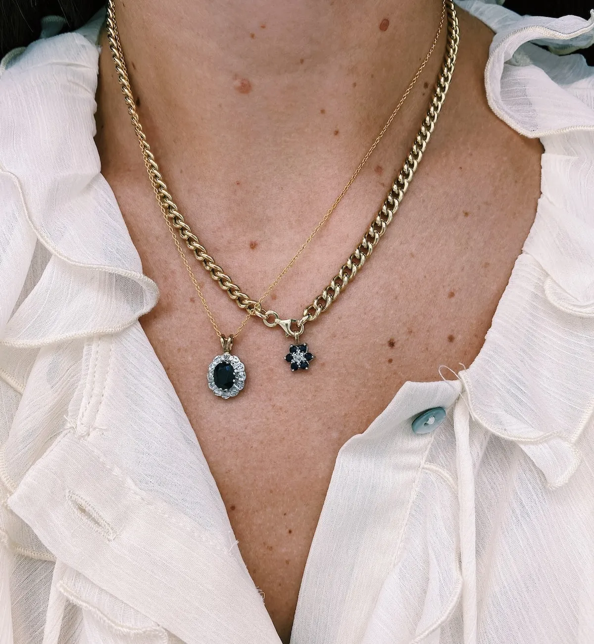 Vintage Sapphire and Diamond Lady Di Charm