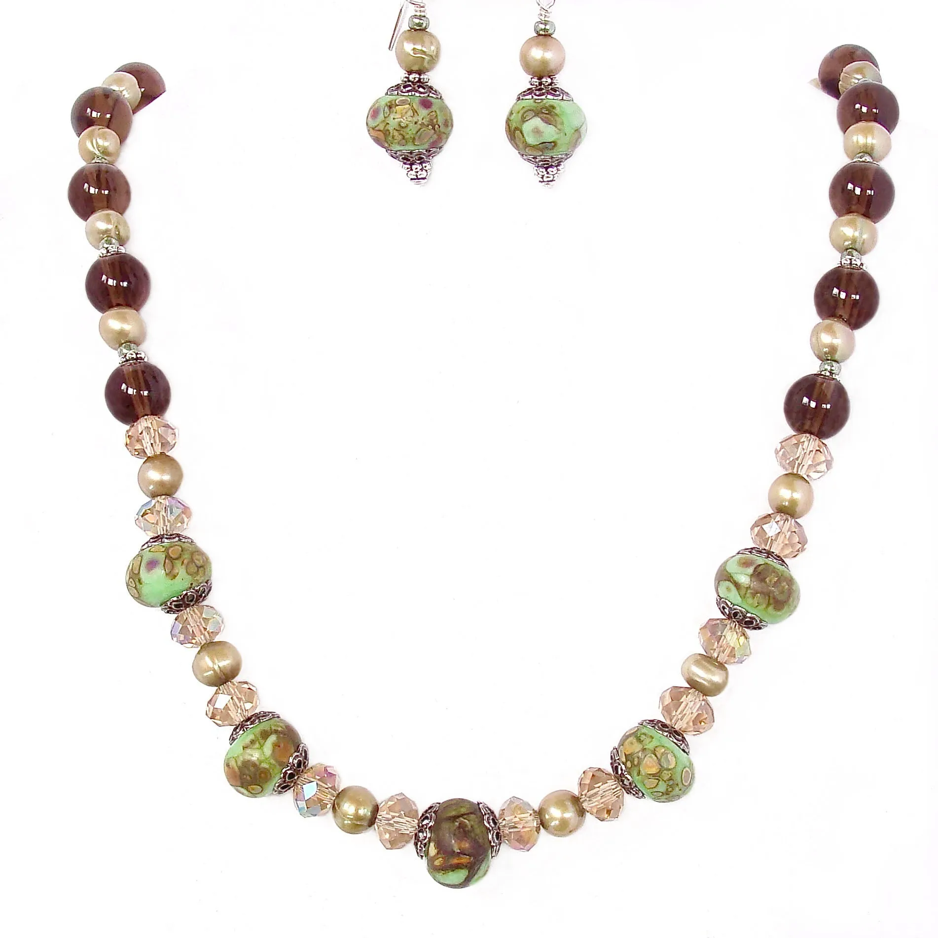 Winslow: Smoky Quartz Necklace with Art Glass